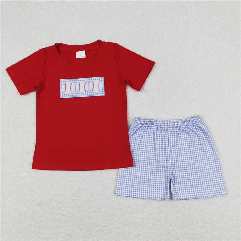 RTS BSSO0405 Baby Boys Baseball Red Tee Shirt Shorts Outfits Clothing Sets