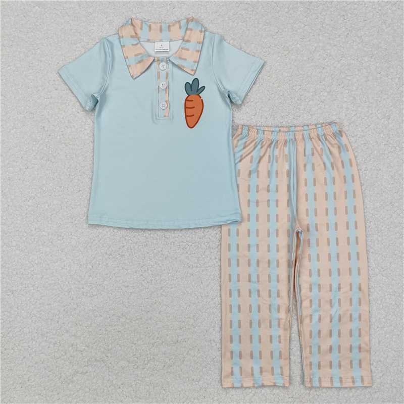 RTS BSPO0528 Kids Summer Top With Long Pants Baby Boys Easter Carrot Pullover Top Pants Clothes Sets