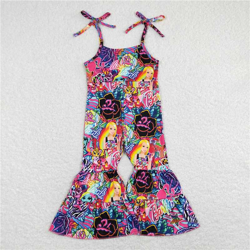 RTS SR0886 Baby Girls Colorful Doll Tiger Straps Bell Pants Jumpsuit Comfortable Cotton Romper with Bell Detail for Infants