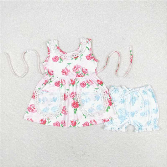 Baby Girls Flowers Tunic Top Shorts Sibling Sister Clothes Sets