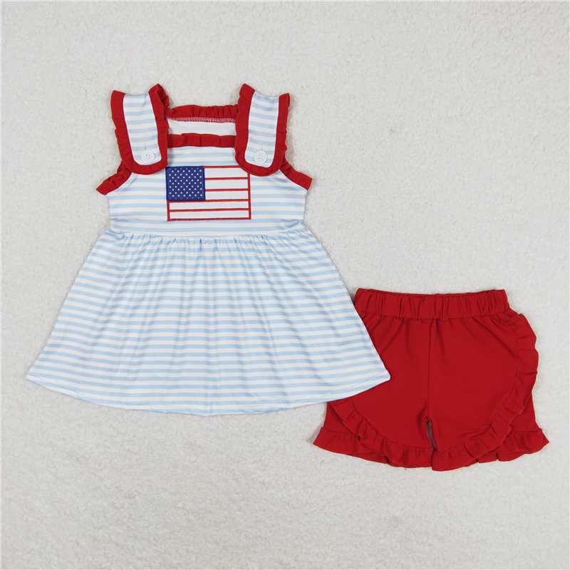 Baby Girls Flag 4th Of July Sibling Rompers Clothes Sets