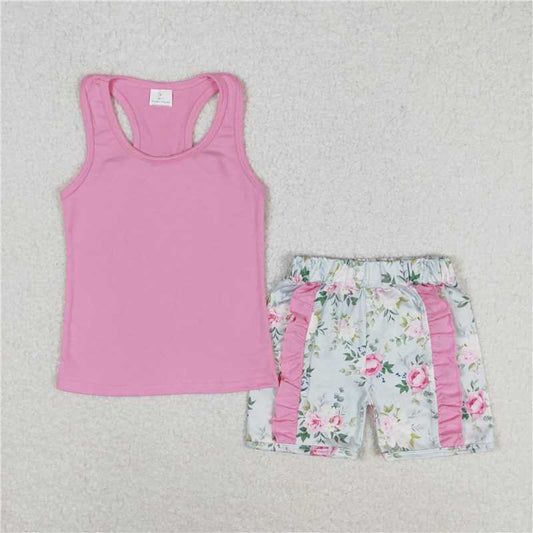RTS Baby Girls Vest Bows Top Sibling Sister Floral Shorts Clothes Sets