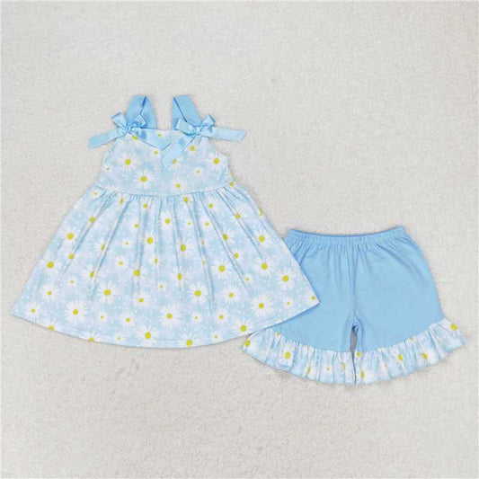 Baby Girls Daisy Flowers Bows Summer Sibling Dresses Clothes Sets