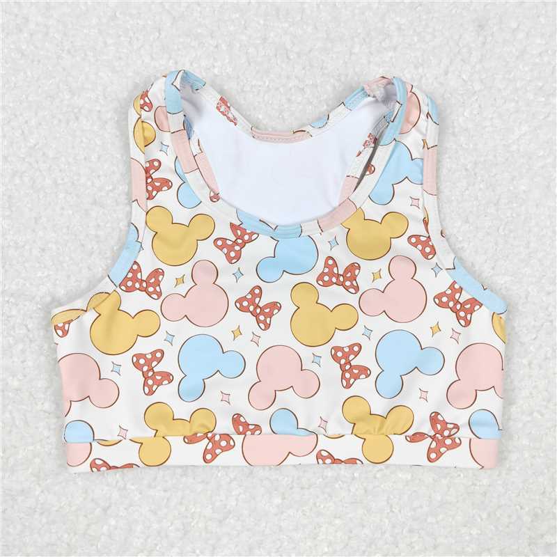 RTS GT0515 Baby Girls Bow Sleeveless Vest Crop Tops Kids Casual Cotton Clothes for Girls