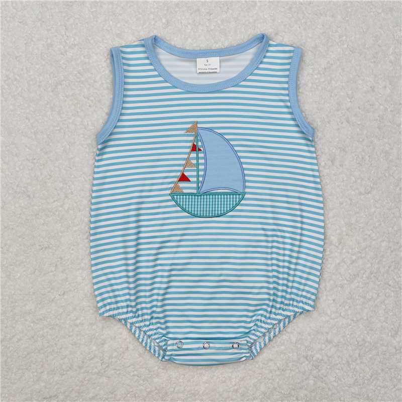 RTS SR2276 Baby Boys Romper Baby Infant Boys Stripes Boat Sleeveless Rompers