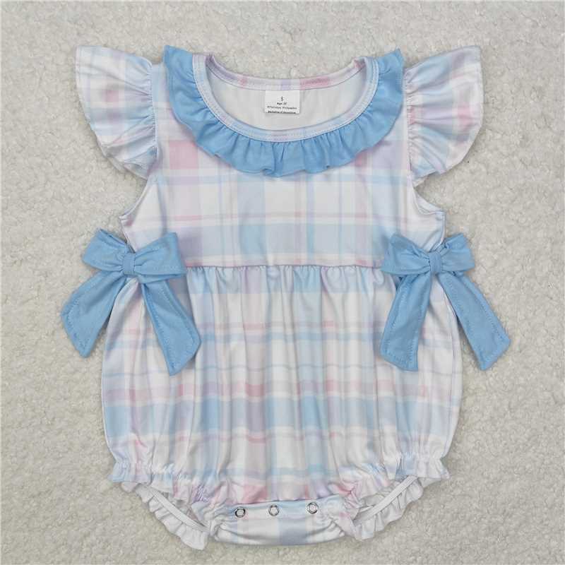 RTS SR2139 Colorful Checkered Bows Rompers for Baby Infant Girls Cute And Fashionable Outfit for Little Ones