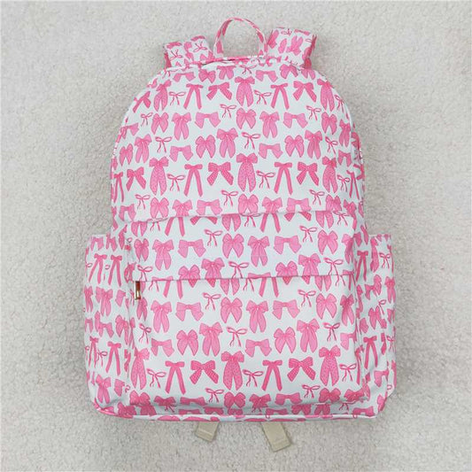 Two Colors Sibling Baby Girls Pink Blue Bows Backpacks Bags 8.7