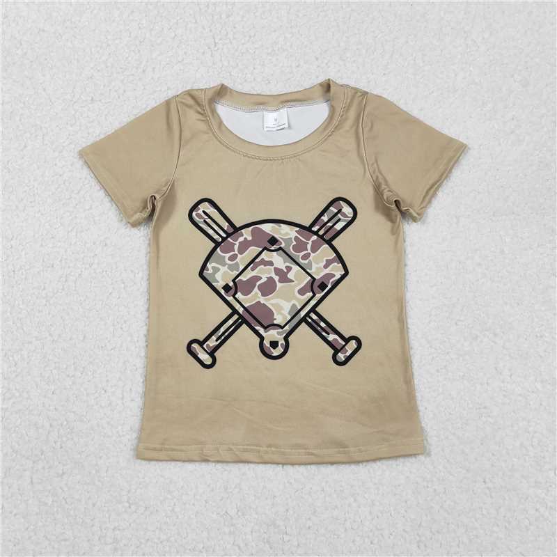 RTS BT1418 Baby Boys Top Baby Boys Khaki Camo Baseball Short Sleeve Team T-shirts