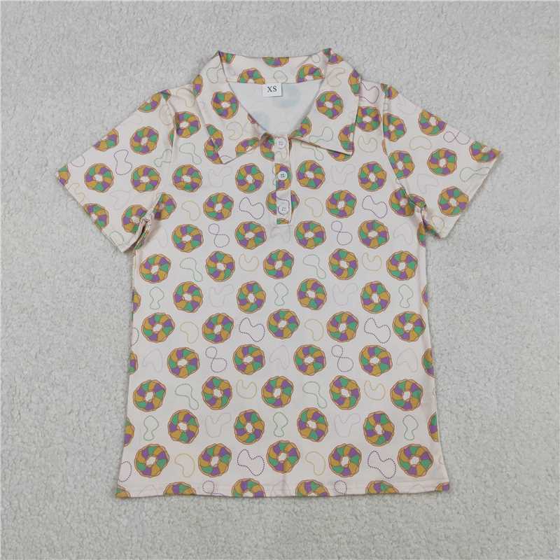 Sibling Adult Men Baby Boys Mardigras Donuts Plaid Button Polo Shirts Tops C12.1
