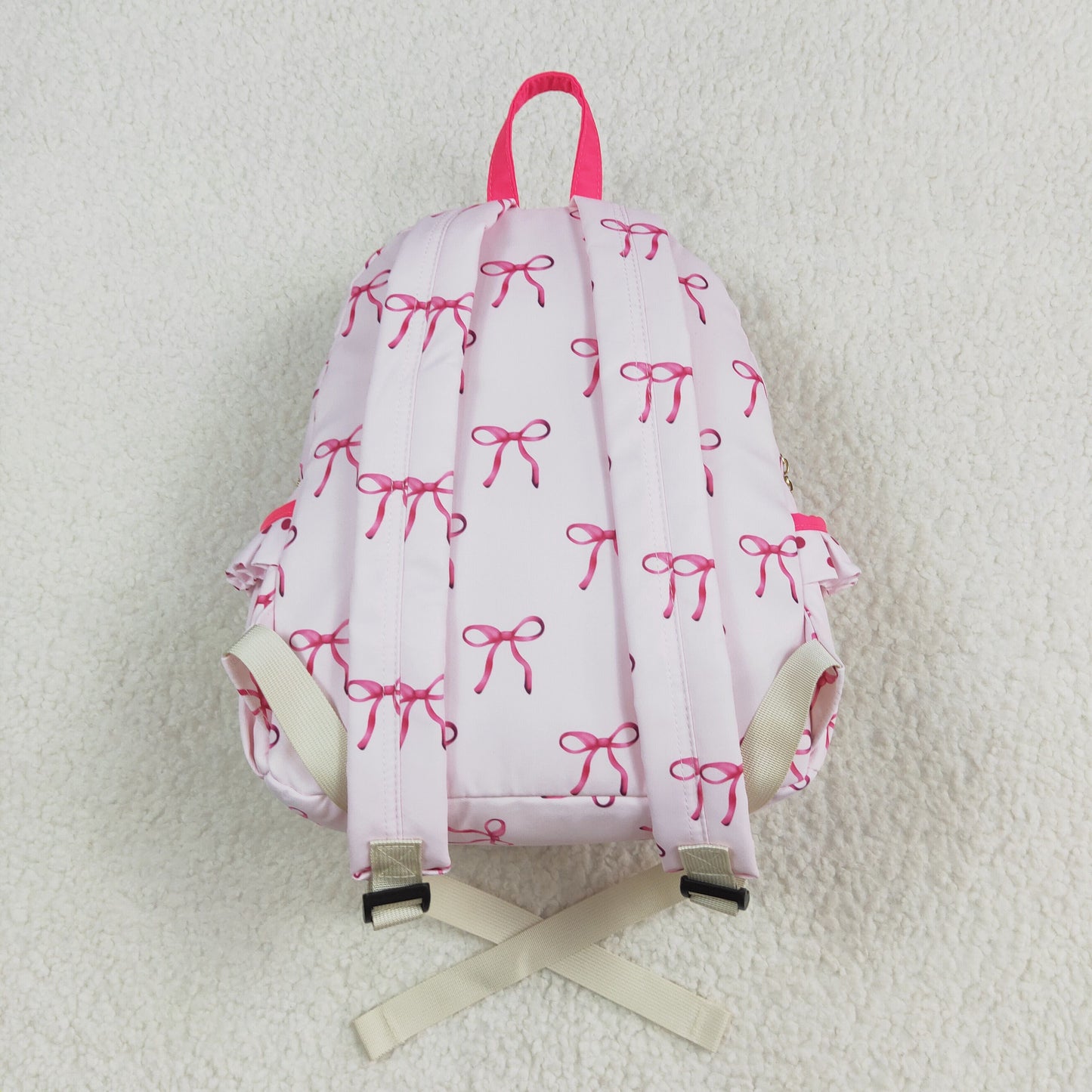 BA0233 Baby Kids Girls Pink Bows Backpack Zip Back Bag