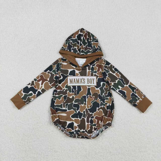 Sibling Baby Boys Embroidery Mama's Boy Brown Camo Pockets Pants Clothes Sets Hoodie Romper C11.18