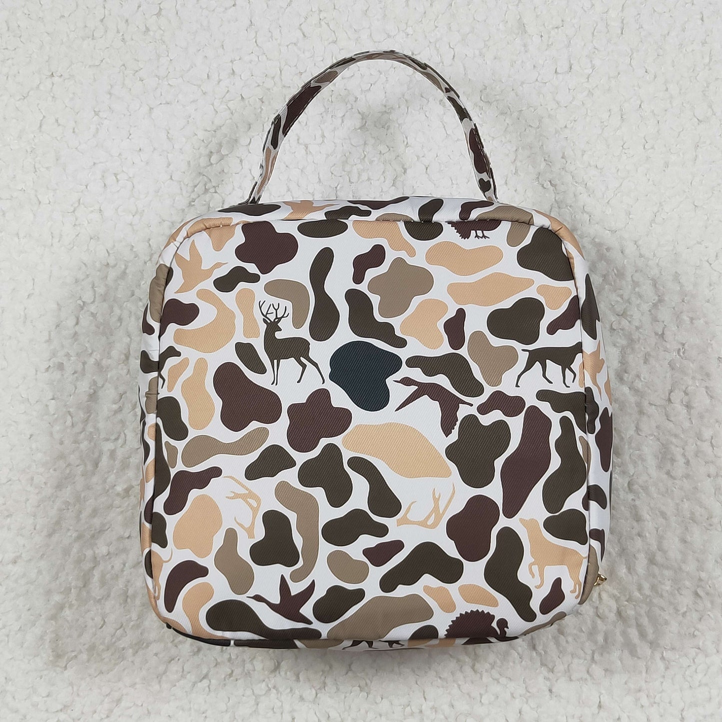 BA0305 Green Deer Western Camo Print Zipper Lunch Bags 7.7