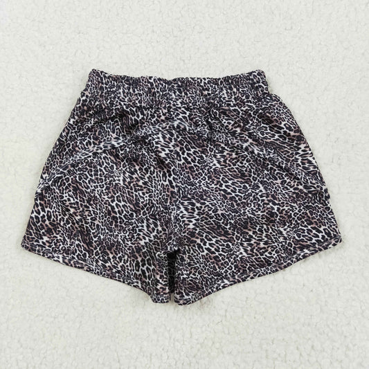 SS0480 Baby Girls Brown Leopard Yoga Shorts Bottoms 5.14