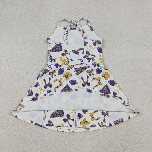 GSD2781 Baby Girls Strap Go Team Bows Plaid Shorts Team Yoga Active Knee Length Dress C10.8