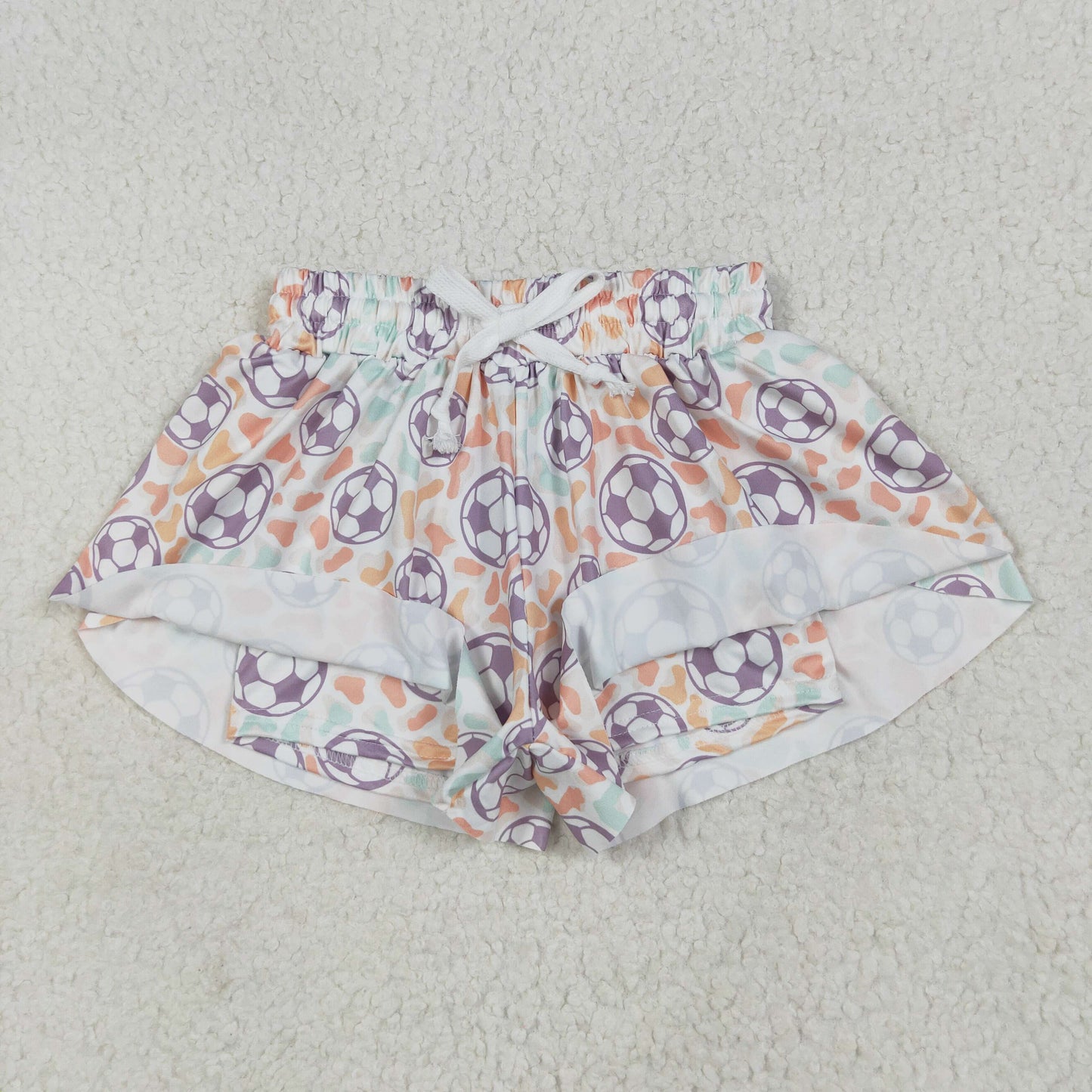 SS0582 Baby Girls Football Colorful Leopard Summer Shorts Bottoms 6.9
