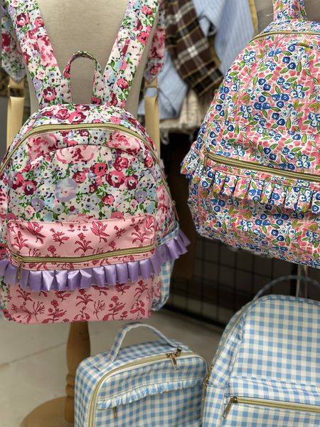 BA0087 blue and white plaid backpack