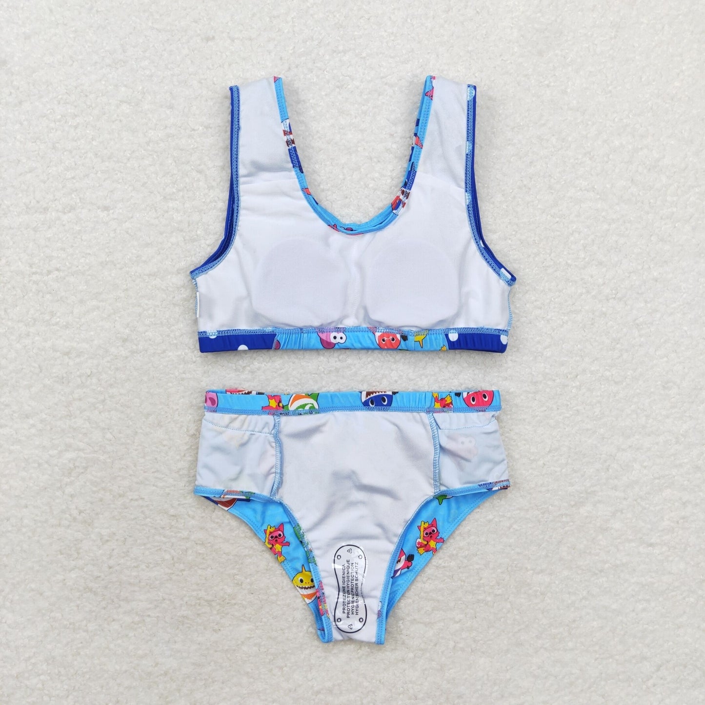 S0280 Cartoon shark blue swimsuit