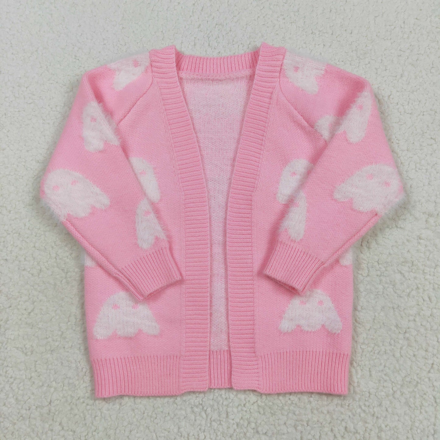 GT0650 Baby Girls Fall Pink Ghost Pumpkins Halloween Long Sleeve Sweaters 7.1