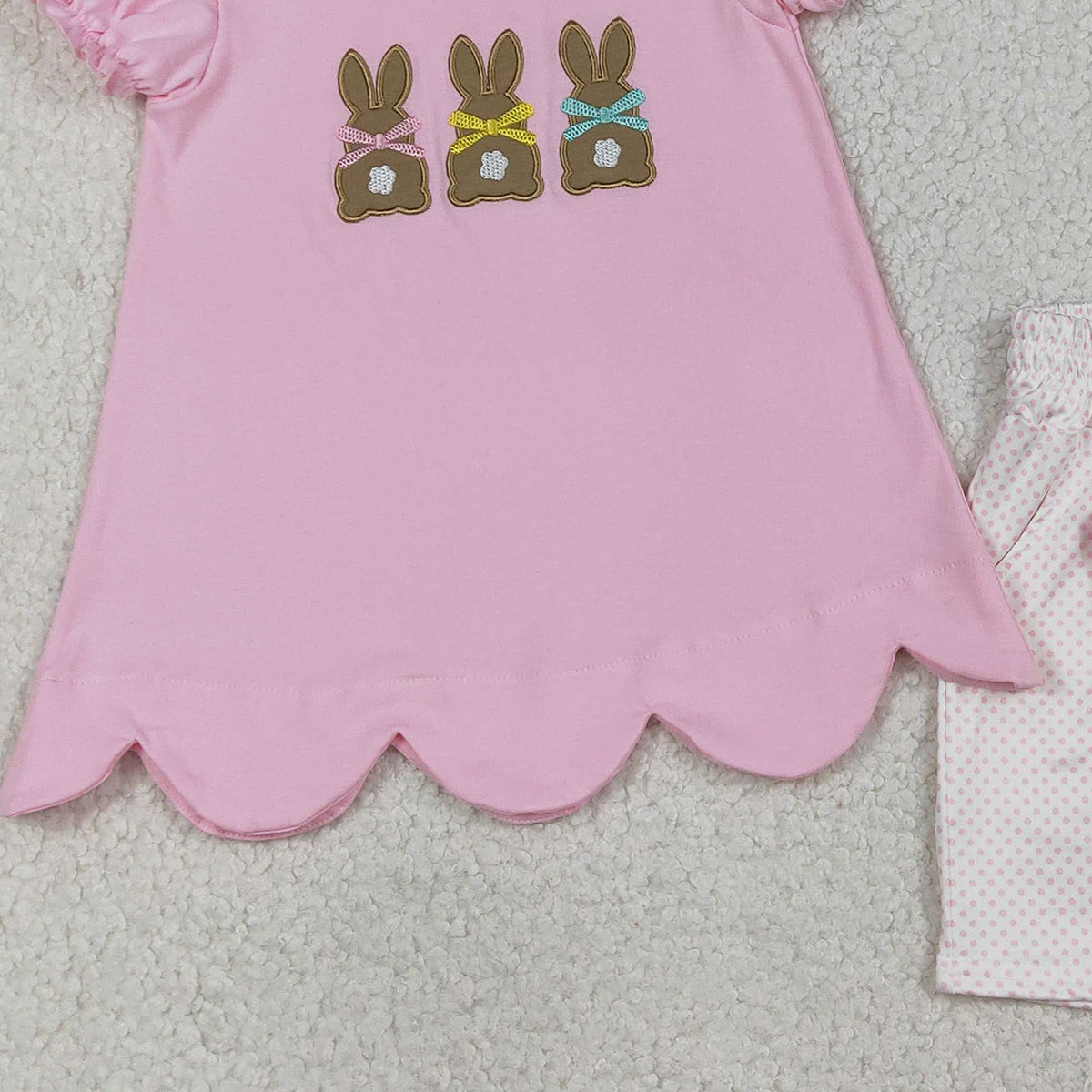 RTS GSSO2829 Baby Girls Summer Clothes Embroidery Rabbits Baby Girls Tunic Pockets Shorts Easter Clothes Sets