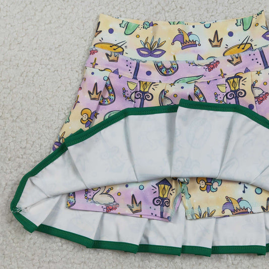 RTS GLK0163 Baby Girls Mardigras Anchors Crocodiles Yoga Active Skirt Shorts Bottom