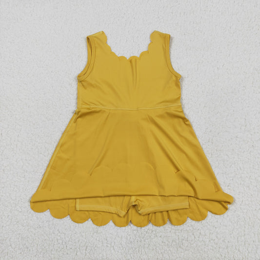 GSD2373 Baby Girls Yellow Sleeveless Yoga Active Knee Length Dress 6.2
