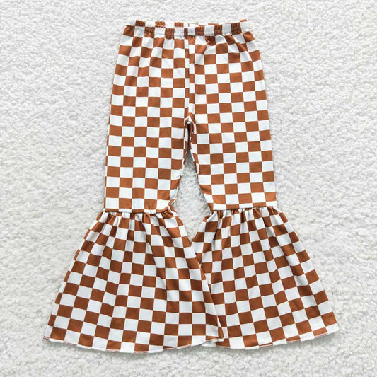 Sibling Baby Girls 3 Colors Checkered Bell Bottom Pants
