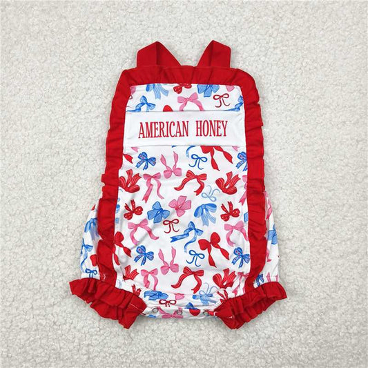 Sibling Baby Girls American Honey Bows 4th Of July Rompers Outfits 4.29