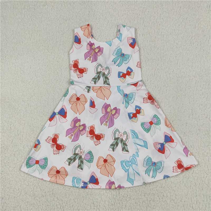 RTS GSD2049 Baby Girls Colorful Hero Bows Knee-Length Active Wear Dress Athletic Dresses