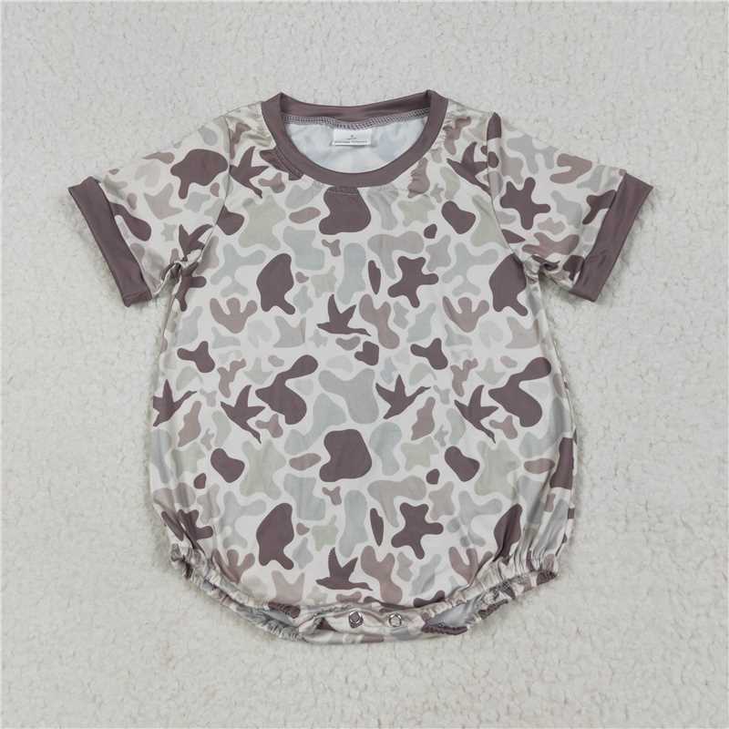 RTS SR3141 Baby Boys Romper Baby Boys Short Sleeves Khaki Ducks Camo Rompers