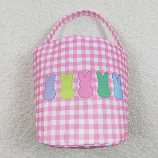 BA0160 Color Rabbit pink white check lace bucket bag