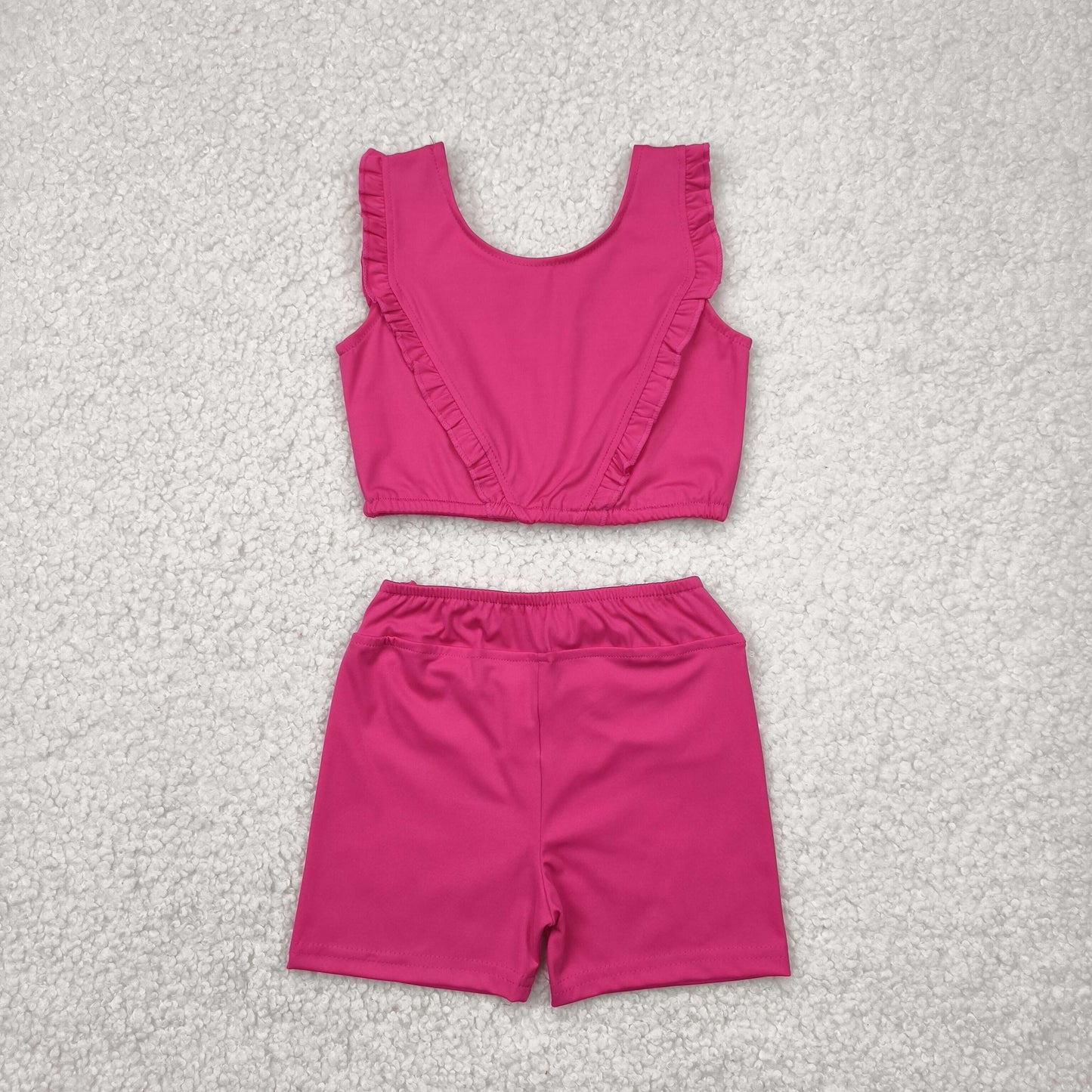 GSSO2284 Baby Girls Hotpink Pink Yoga Vest Shorts Active Wear Set 4.22