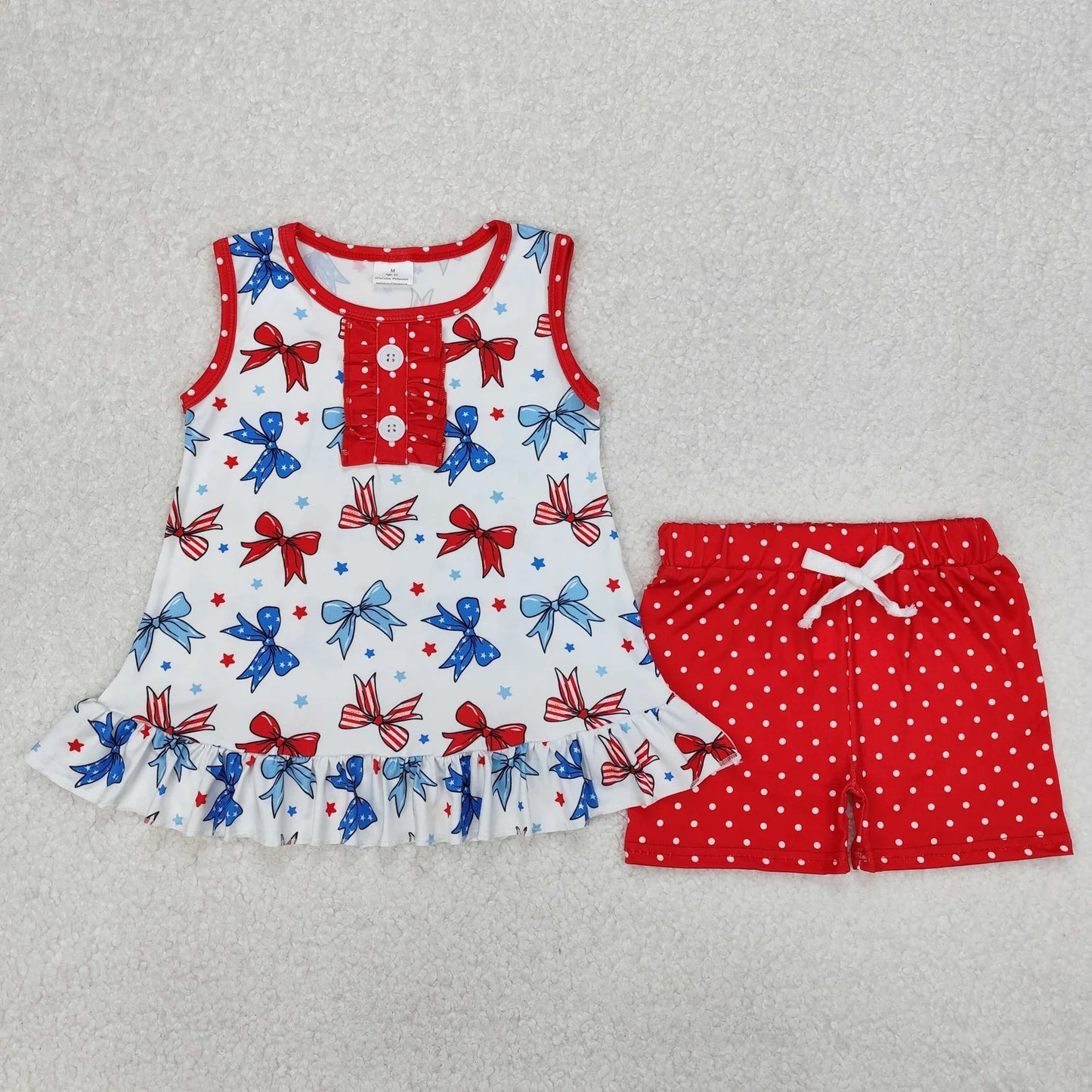 Sibling Baby Girls 4th Of July Bows Tunic Shorts Sets 4.30