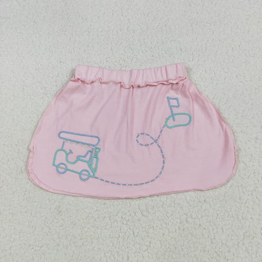 GLK0071 EmbroideryBaby Girls Pink Golf Flag Print Skirts 6.17