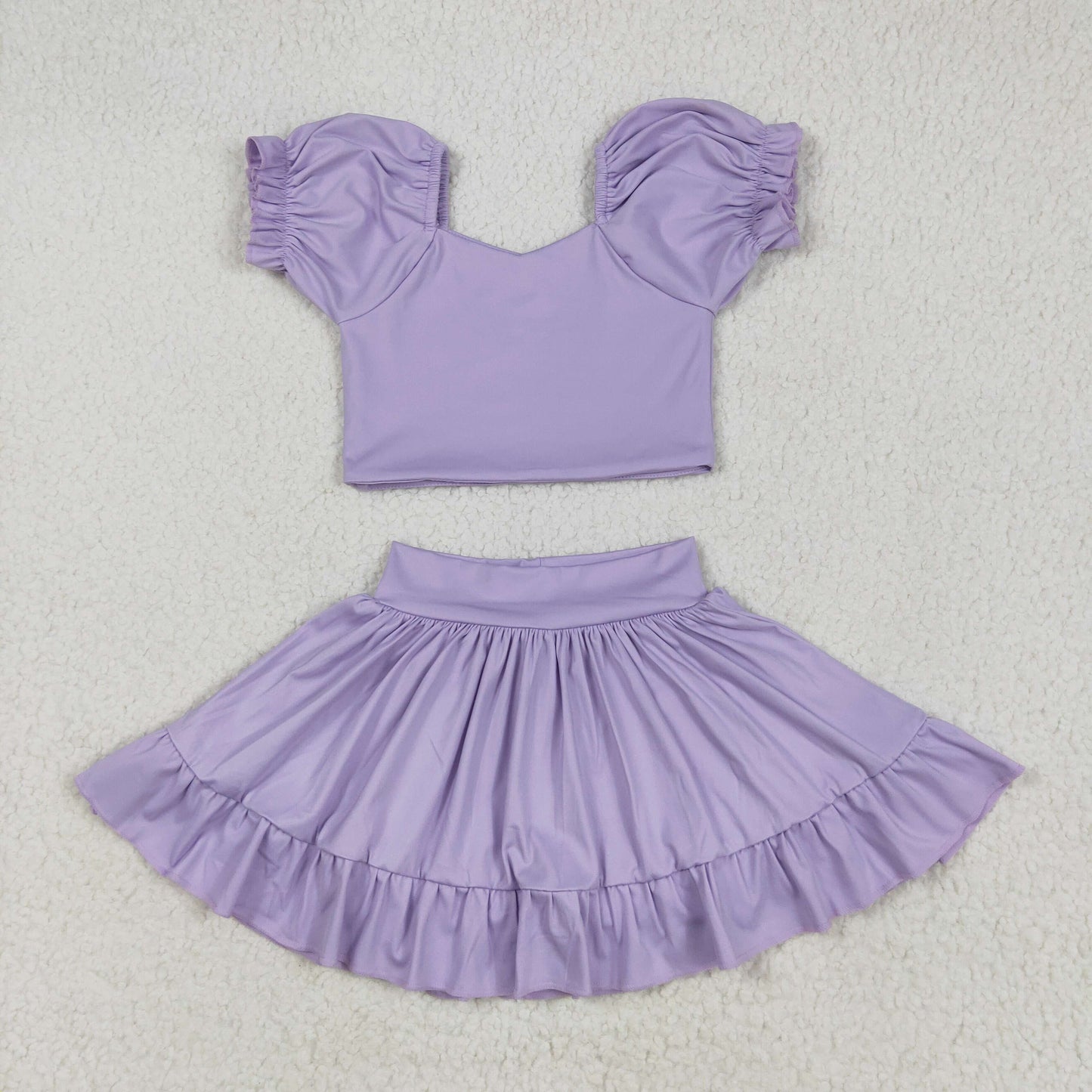 GSD2099 Baby Girls Lavender Yoga Shirt Skirt Active Wear Clothes Set 5.9