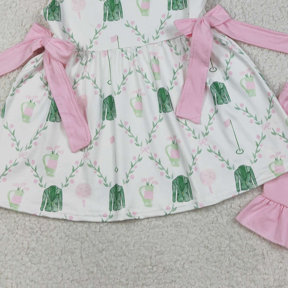 RTS GSSO3063 Baby Girls Flowers Golf Checked Bows Tunic Ruffle Shorts Clothes Sets