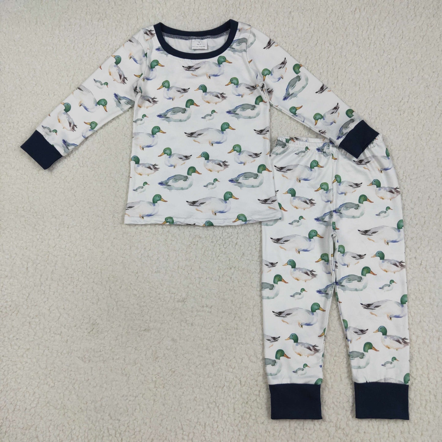 BLP1121 Baby Boys Long Sleeves Ducks Plaid Top Pant Farm Pajamas Set 7.21