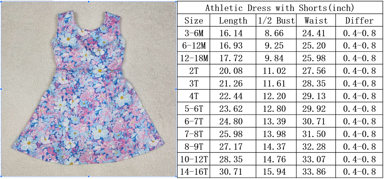 GSD1845 Baby Girls Purple Flowers Sleeveless Athletic Dress