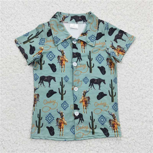 Baby Boys Western Summer Sibling Button Ups Short Sleeve Shirts Tops