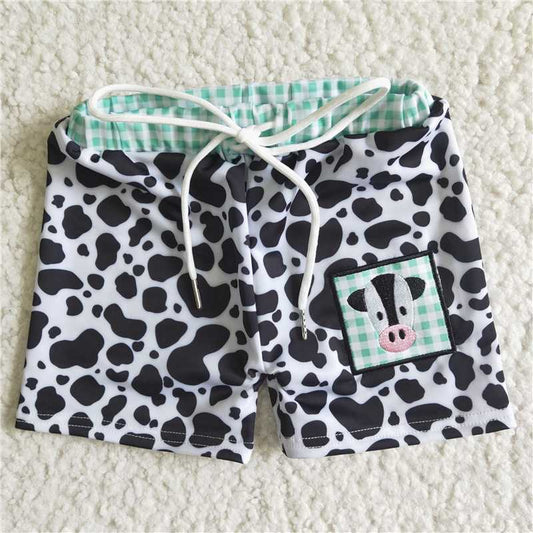 Baby Girls&Boys Sibling Embroidered cow bathing suit swim trunks