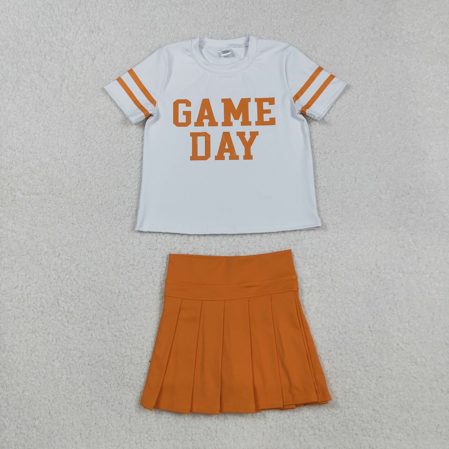 GT1116+GLK0109 Baby Girls Short Sleeves Game Day Shirts Top Orange Skorts Yoga Set C9.2