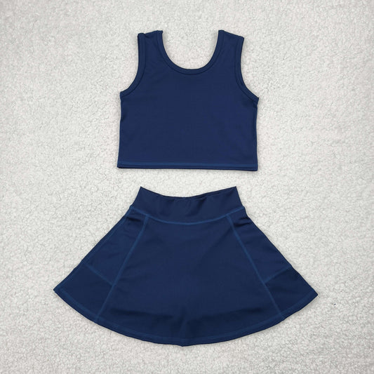 GSD1987 Baby Girls Navy Vest Top Sports Skorts Clothes Set