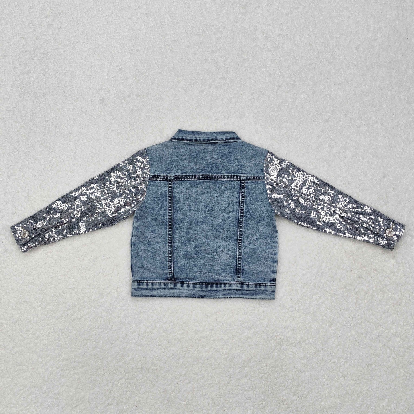 GT0148 Baby Girls Light Denim Sequin Long Sleeve Jackets Cardigans