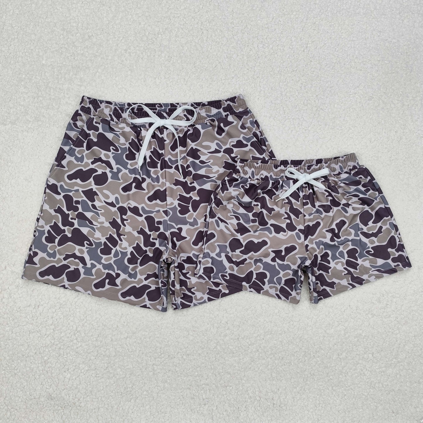 S0323 Adult Man Grey Camo Bottom Trunk Shorts Swimwear