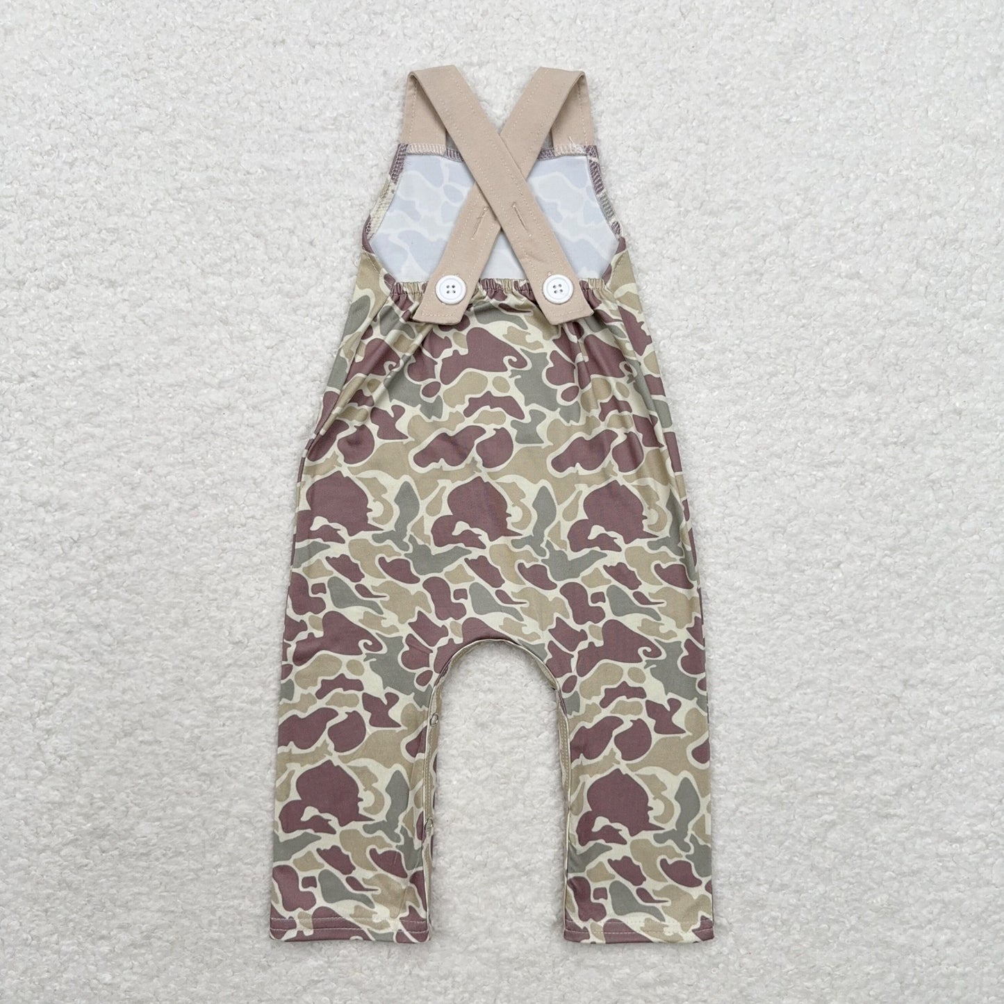 SR1913 Boys Embroidered deer head pocket camo sleeveless onesie