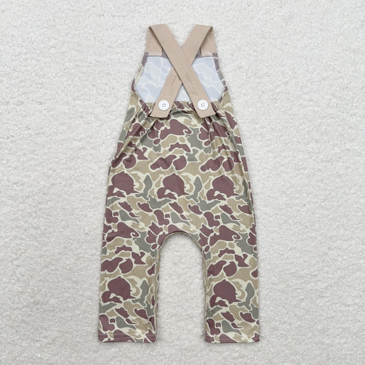 SR1913 Boys Embroidered deer head pocket camo sleeveless onesie