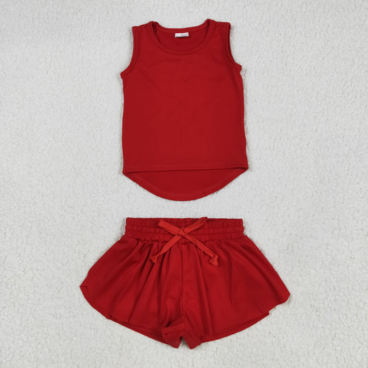 GT0981+SS0544 Baby Girls Red Sleeveless Top Skorts Set 5.17