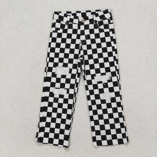 P0122 Baby Boys Black Check Denim Cool Pants