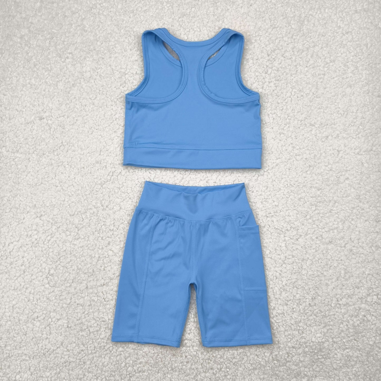 GSSO1515 Baby Girls Blue Athletic Active Wear Top Shorts Clothes Set 4.25