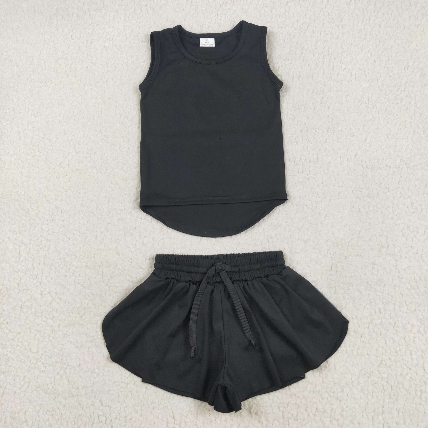 GT0987+SS0551 Baby Girls Black Sleeveless Top Skorts Set 5.19