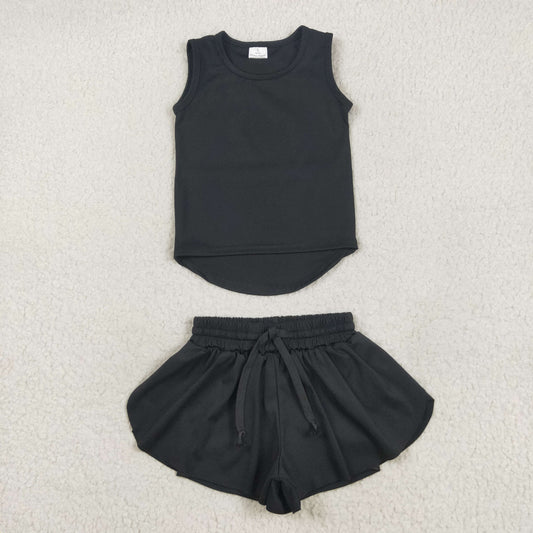 GT0987+SS0551 Baby Girls Black Sleeveless Top Skorts Set 5.19